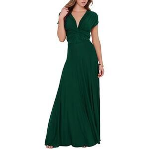 Clothink Dark Green Wrap Maxi Dress XL Wedding Bridesmaid